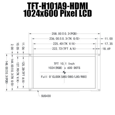 Luce solare a 10,1 pollici dell'esposizione del modulo di HDMI IPS 1024x600 TFT LCD leggibile con il lampone pi