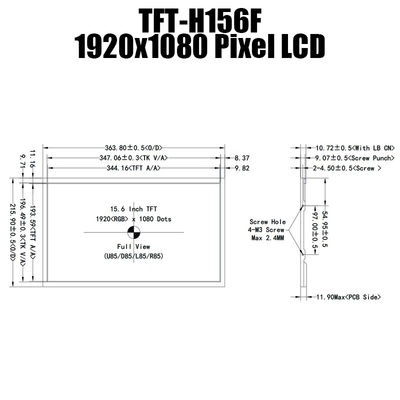 Pannello display TFT IPS 1920x1080 ad ampia temperatura da 15,6 pollici LVDS
