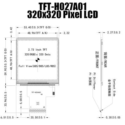 2.7 pollici IPS 320x320 Leggibile luce solare TFT Display Panel MCU per il controllo industriale